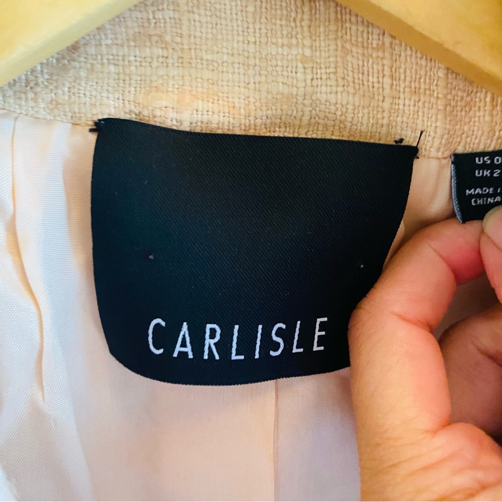 CARLISLE 100% Silk Peach Textured Double Button Blazer Jacket - Picture 3 of 10
